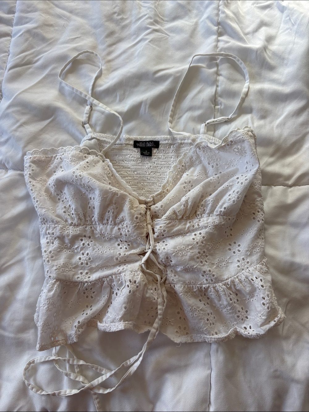 wild fable White Eyelet Tie-Front Cami